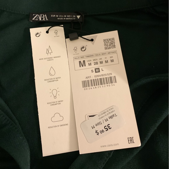 NWT Zara forest green top size med - Picture 3 of 3